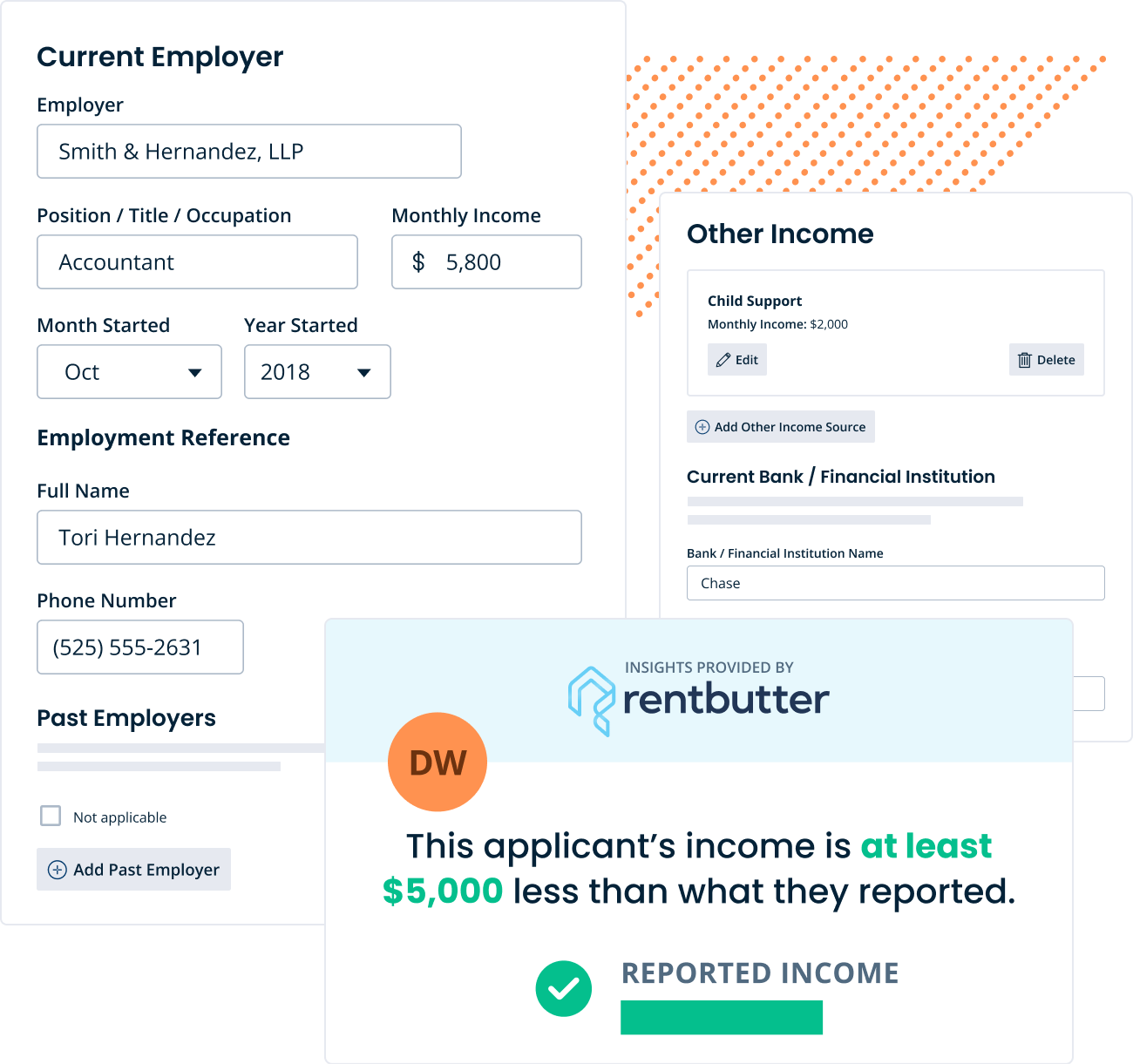 Digital income screening form to help landlords verify tenant earnings