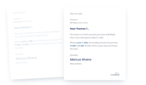 mockup of rent increase letter